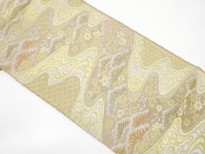 アンティーク　流水に花・松模様織り出し袋帯（材料）